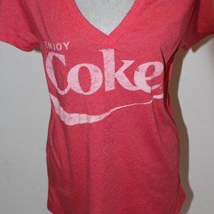 Coke Red V Neck Tee Shirt Women's XXL Short Sleeve